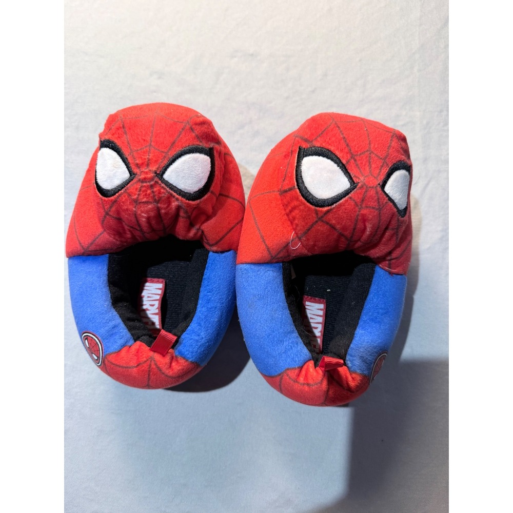 Marvel Spider-Man Kids Plush Slippers Red Blue‎ Superhero House Shoes Size 9/10